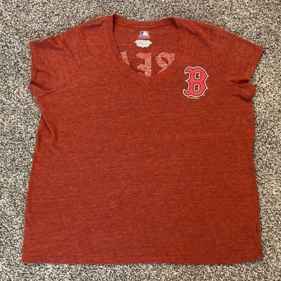 MLB Boston Red Sox Baseball "Great Catch" Red Blue White Top Shirt Women's 2XL X - Picture 1 of 3